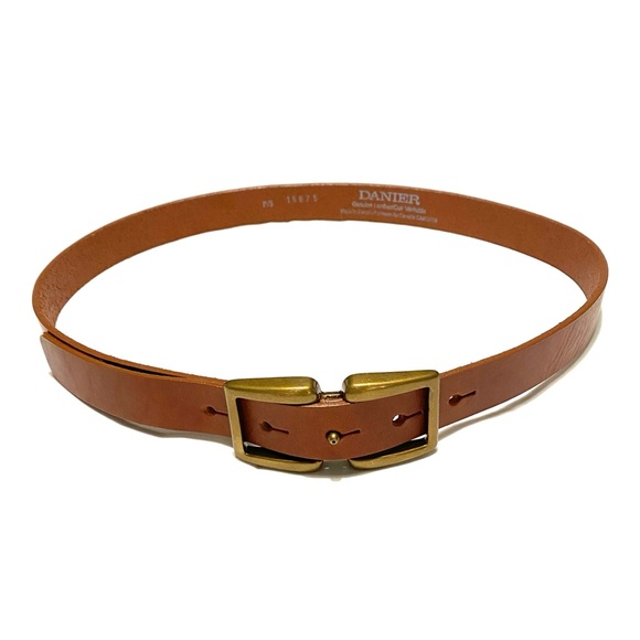 Danier Cognac Leather Belt Brass Buckle Women’s S Classic - Picture 3 of 12